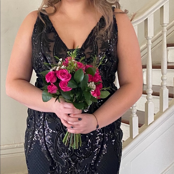 Black Sequin Formal Prom Dress Size 14 worn once